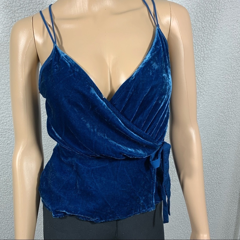 Express Women’s Y2K Velvet Wrap Spaghetti Tank Top Disco
